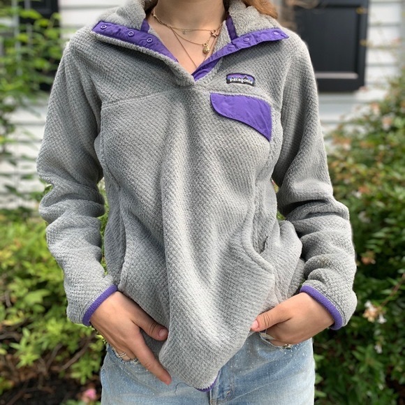 Gray And Purple Patagonia Pullover 